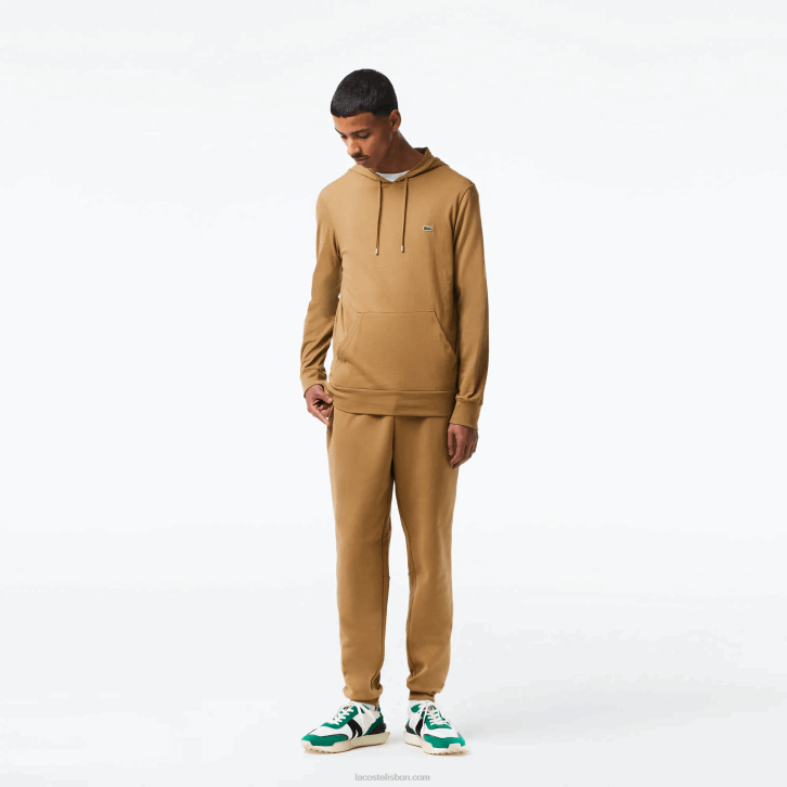 homens Lacoste marrom z0w moletom de jérsei de algodão com capuz 08D0845