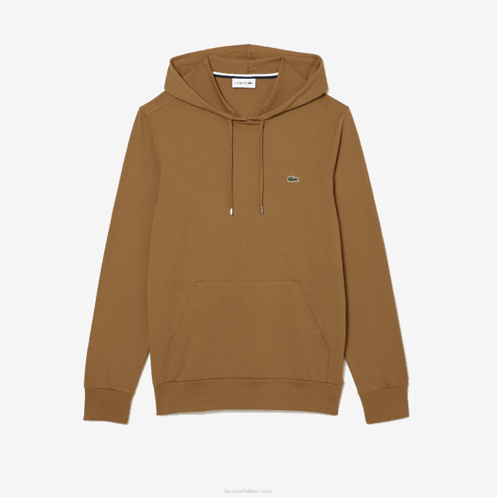 homens Lacoste marrom z0w moletom de jérsei de algodão com capuz 08D0845