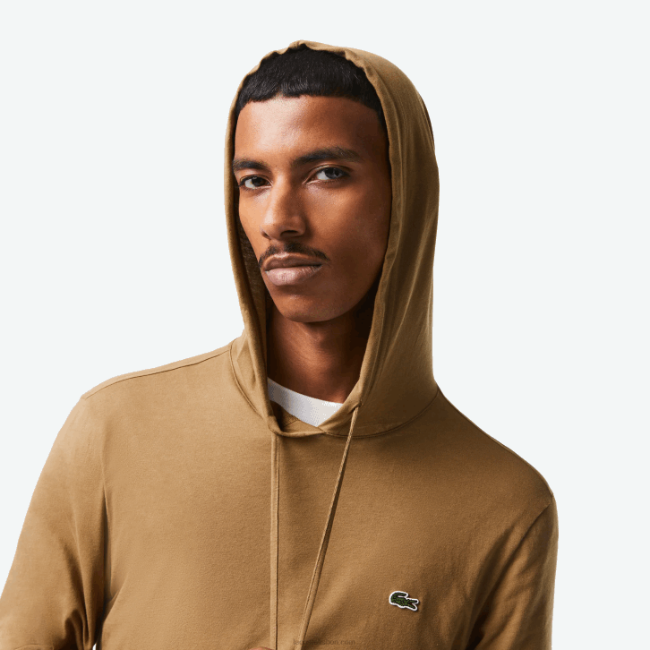homens Lacoste marrom z0w moletom de jérsei de algodão com capuz 08D0845