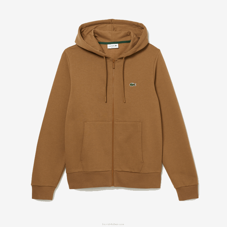 homens Lacoste marrom z0w moletom de lã bolso canguru com zíper 08D01176