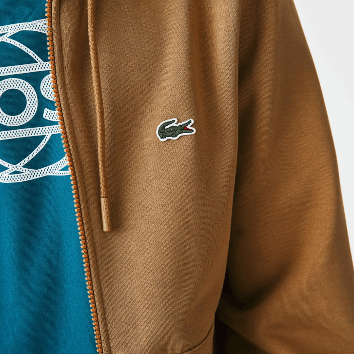homens Lacoste marrom z0w moletom de lã bolso canguru com zíper 08D01176
