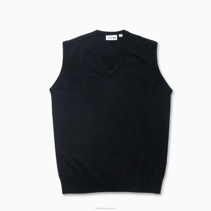 homens Lacoste preto 031 colete de caxemira 08D01543