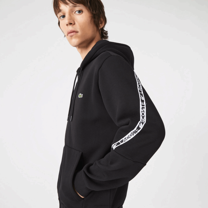 homens Lacoste preto 031 moletom com zíper com capuz de bandas impressas 08D01240
