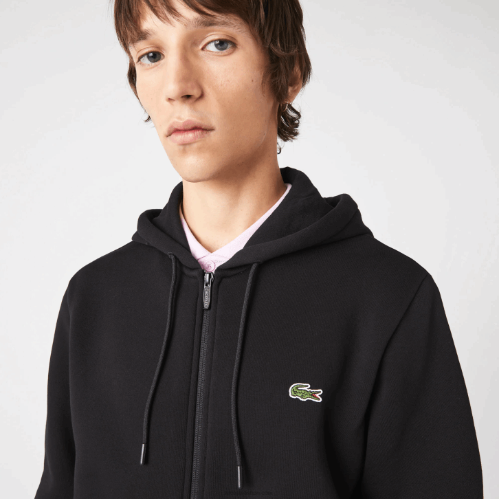 homens Lacoste preto 031 moletom com zíper com capuz de bandas impressas 08D01240