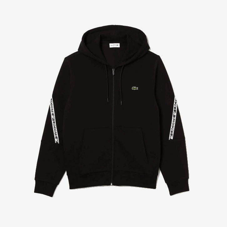 homens Lacoste preto 031 moletom com zíper com capuz de bandas impressas 08D01240
