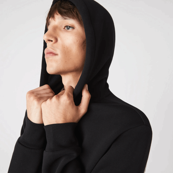 homens Lacoste preto 031 moletom com zíper com capuz de bandas impressas 08D01240