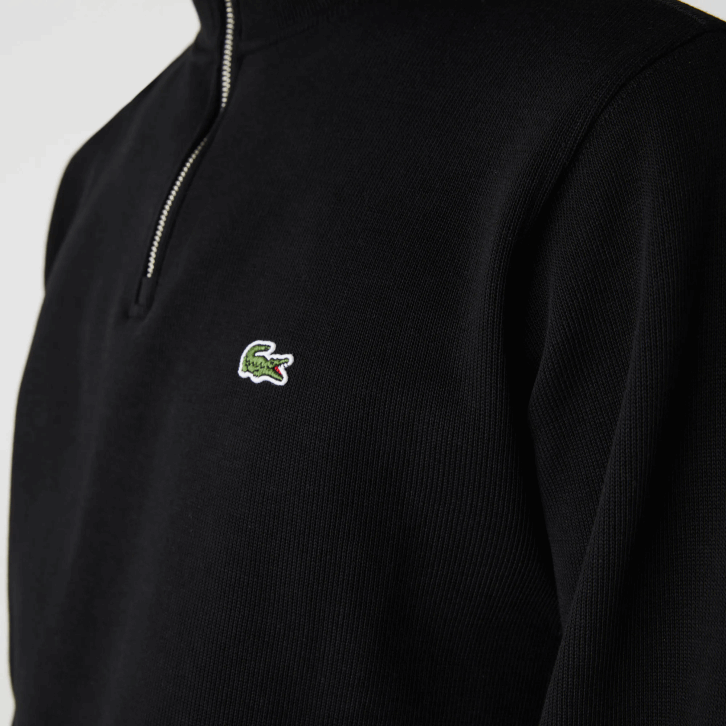 homens Lacoste preto 031 moletom de algodão com gola alta com zíper 08D0952