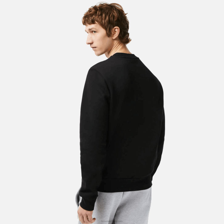 homens Lacoste preto 031 moletom de algodão escovado orgânico 08D0273