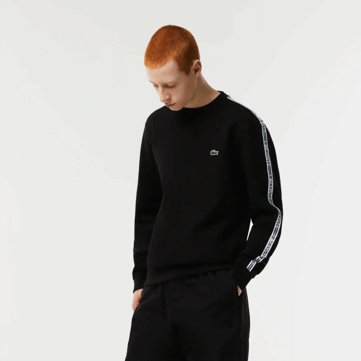 homens Lacoste preto 031 moletom de flanela com logo fit clássico 08D0290