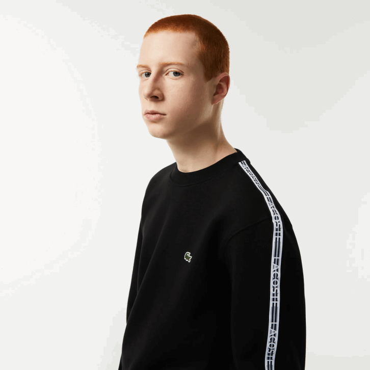 homens Lacoste preto 031 moletom de flanela com logo fit clássico 08D0290