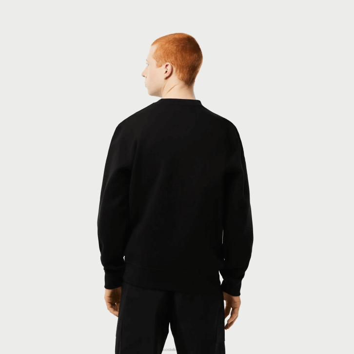 homens Lacoste preto 031 moletom de flanela com logo fit clássico 08D0290