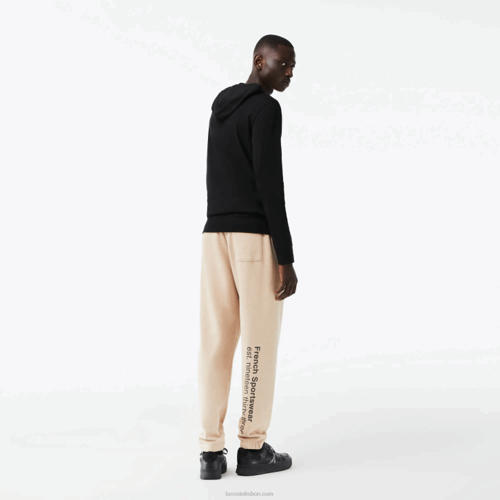 homens Lacoste preto 031 moletom de jérsei de algodão com capuz 08D0673