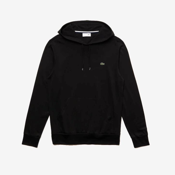 homens Lacoste preto 031 moletom de jérsei de algodão com capuz 08D0673