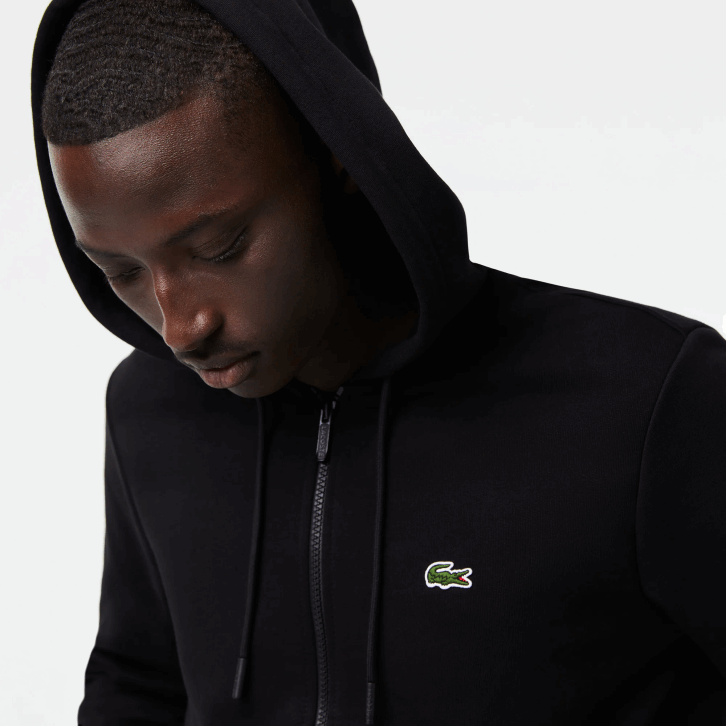 homens Lacoste preto 031 moletom de lã bolso canguru com zíper 08D0296