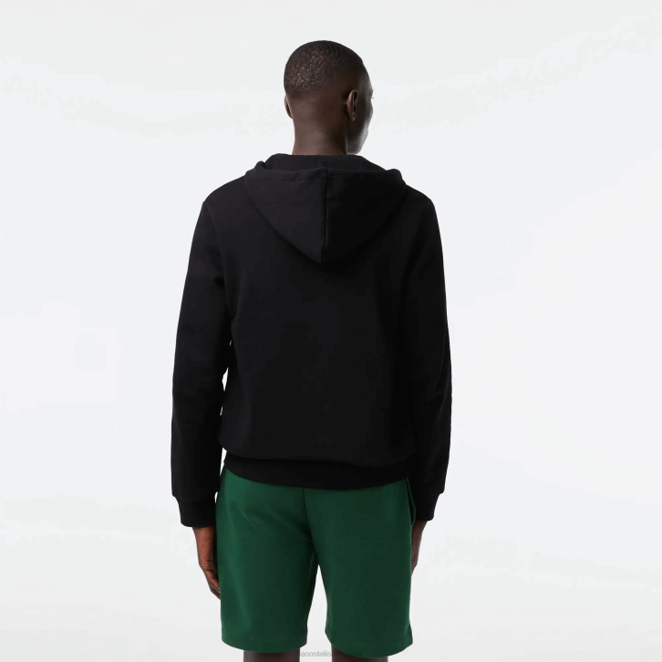 homens Lacoste preto 031 moletom de lã bolso canguru com zíper 08D0296