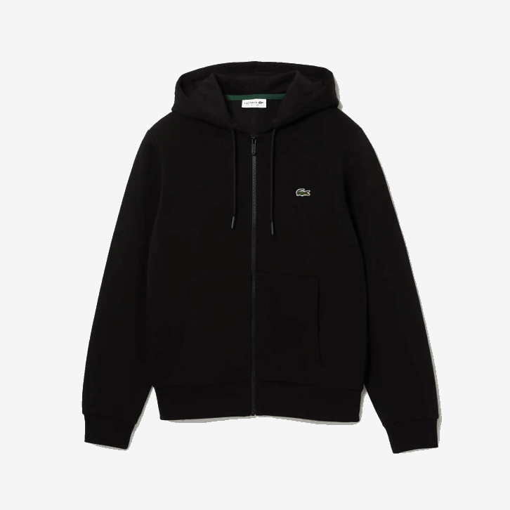 homens Lacoste preto 031 moletom de lã bolso canguru com zíper 08D0296