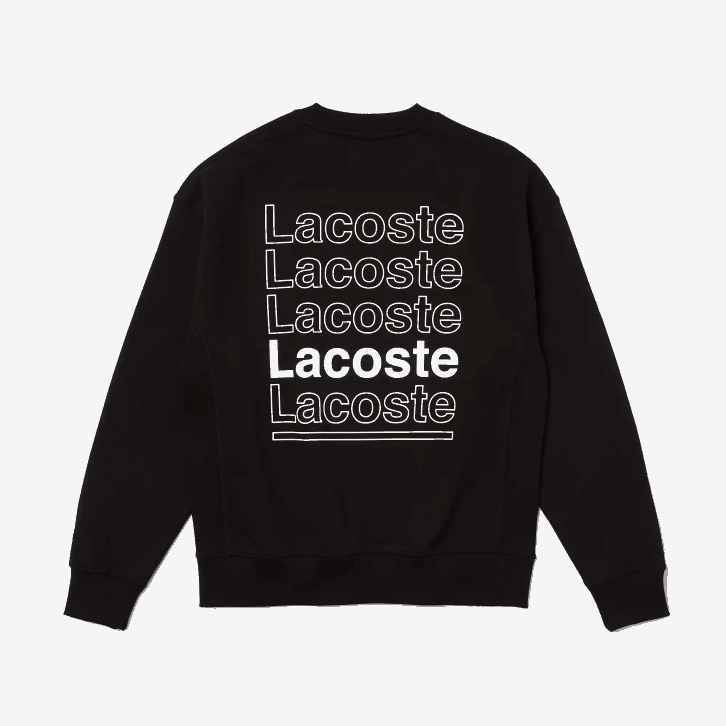 homens Lacoste preto 031 moletom de lã com estampa de gola careca live solto 08D01197