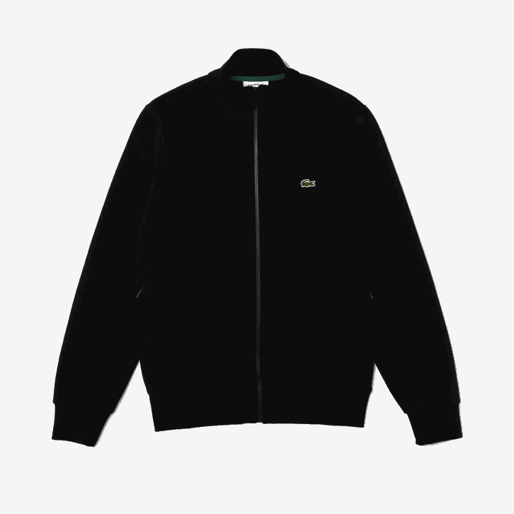 homens Lacoste preto 031 moletom de lã escovado com zíper de ajuste regular 08D01269