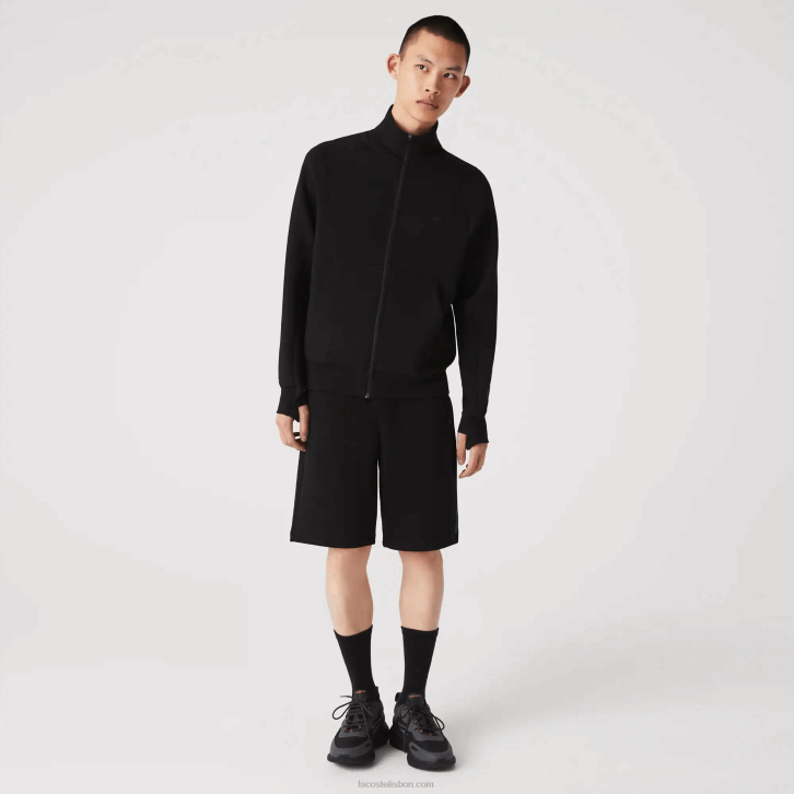 homens Lacoste preto 031 moletom gola alta com zíper em mistura de algodão 08D01023