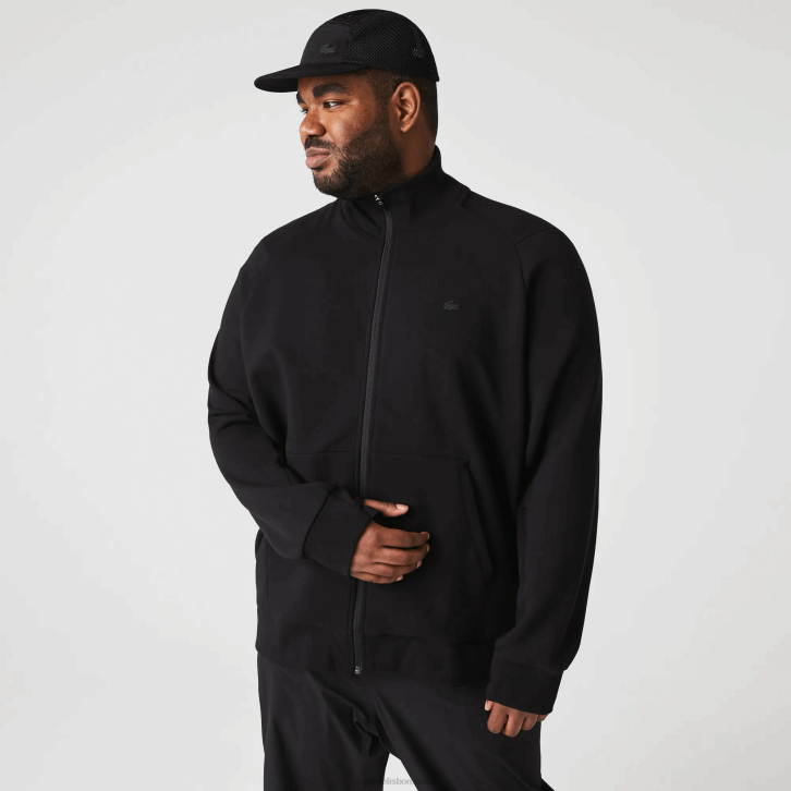 homens Lacoste preto 031 moletom gola alta com zíper em mistura de algodão 08D01023
