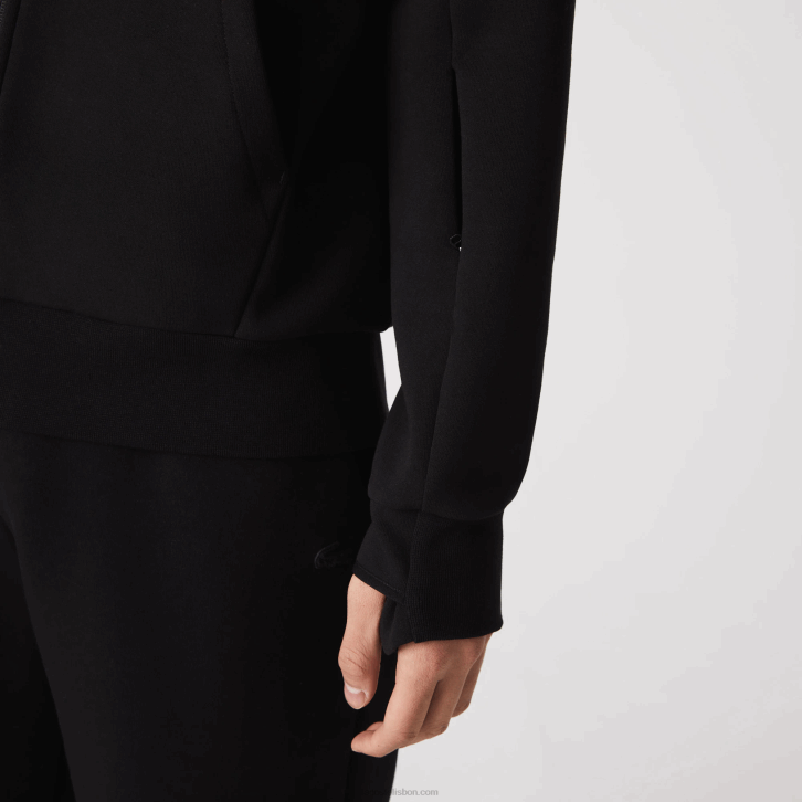 homens Lacoste preto 031 moletom gola alta com zíper em mistura de algodão 08D01023