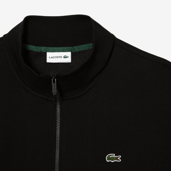 homens Lacoste preto 031 moletom regular fit de algodão orgânico com zíper - tamanho grande - alto 08D0293