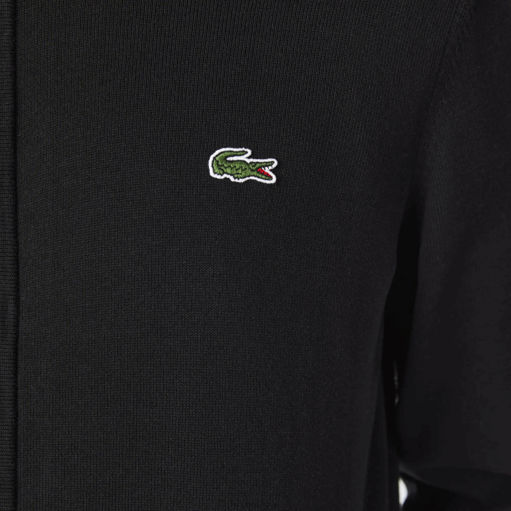 homens Lacoste preto 031 suéter de gola alta de algodão orgânico com zíper 08D0460