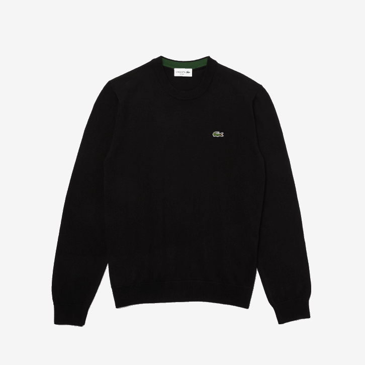 homens Lacoste preto 031 suéter de gola redonda de algodão orgânico 08D01450