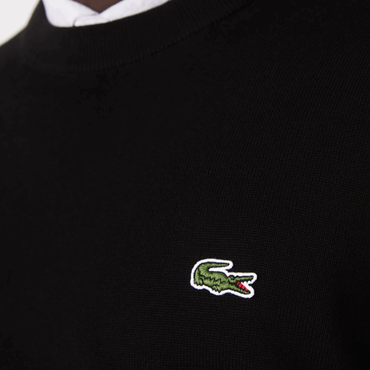 homens Lacoste preto 031 suéter de gola redonda de algodão orgânico 08D01450