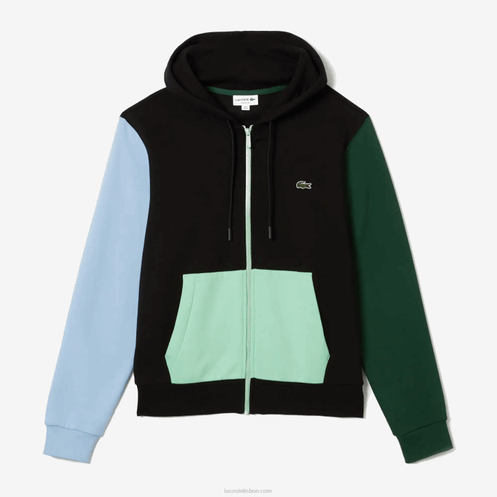 homens Lacoste preto azul verde uh moletom com capuz color block fit clássico 08D01081