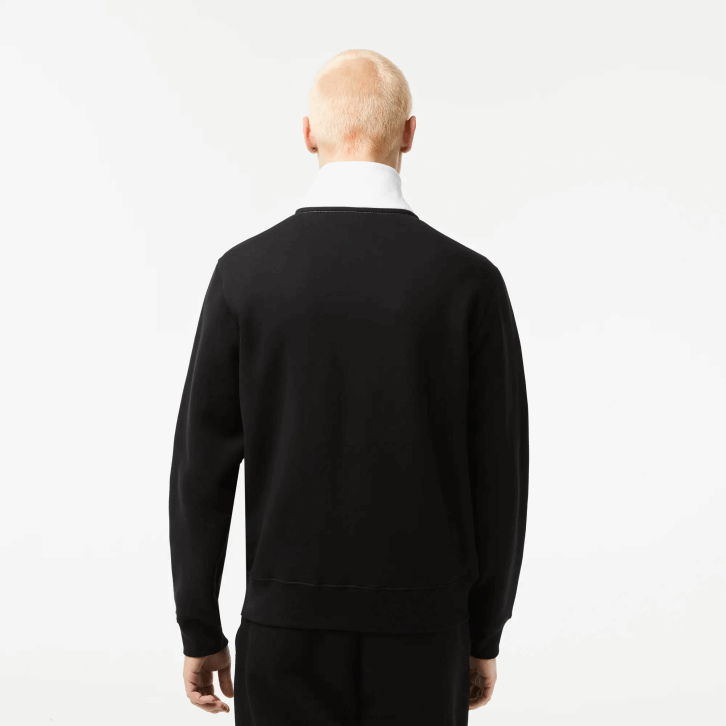 homens Lacoste preto branco 258 moletom clássico com zíper colorblock 08D020