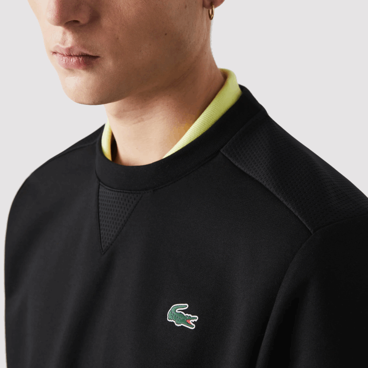 homens Lacoste preto c31 moletom com painéis de malha esportiva 08D01063