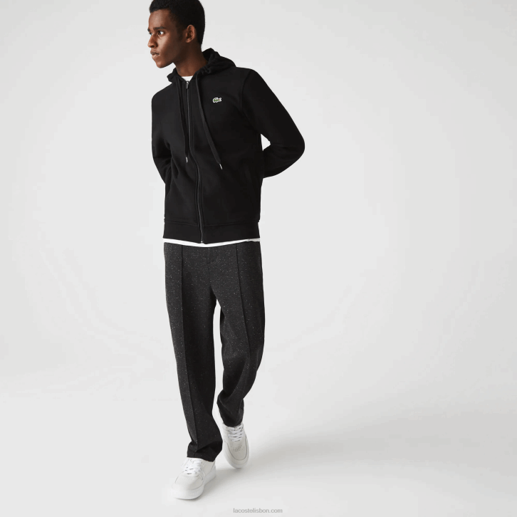 homens Lacoste preto c31 moletom esportivo leve bimatéria 08D0947