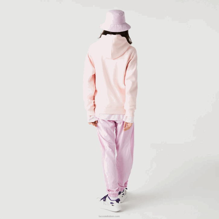 homens Lacoste rosa claro t03 moletom de algodão orgânico com capuz de ajuste solto 08D01158