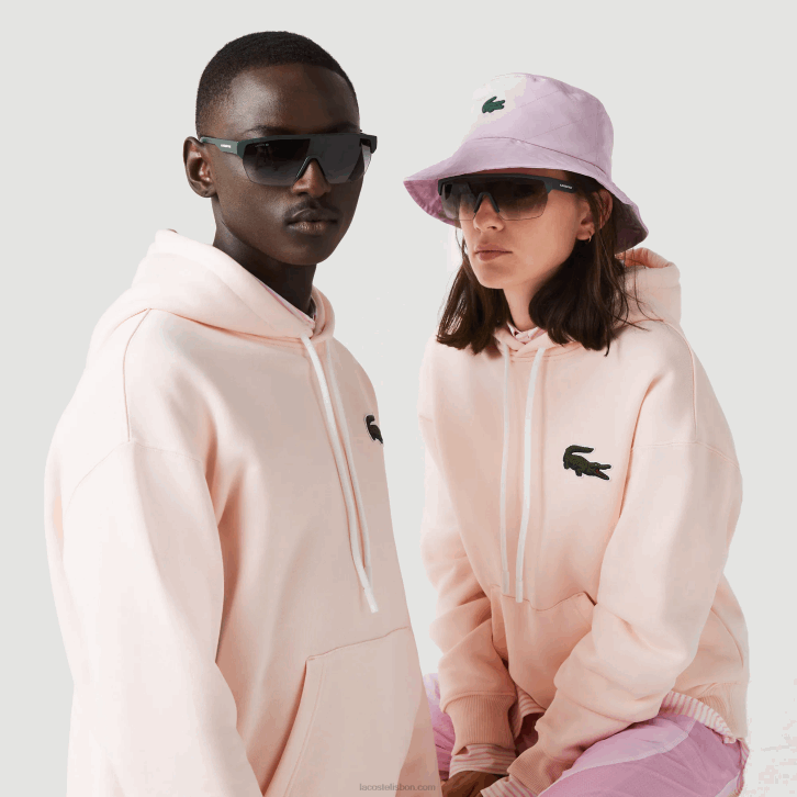 homens Lacoste rosa claro t03 moletom de algodão orgânico com capuz de ajuste solto 08D01158