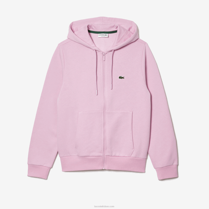 homens Lacoste rosa z4h moletom de lã bolso canguru com zíper 08D01149