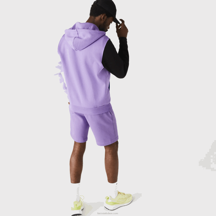 homens Lacoste roxo preto branco azul 896 moletom com capuz color block fit clássico 08D01082