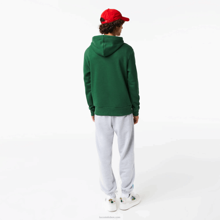 homens Lacoste verde 132 moletom com capuz estampado com efeito cômico 08D01132