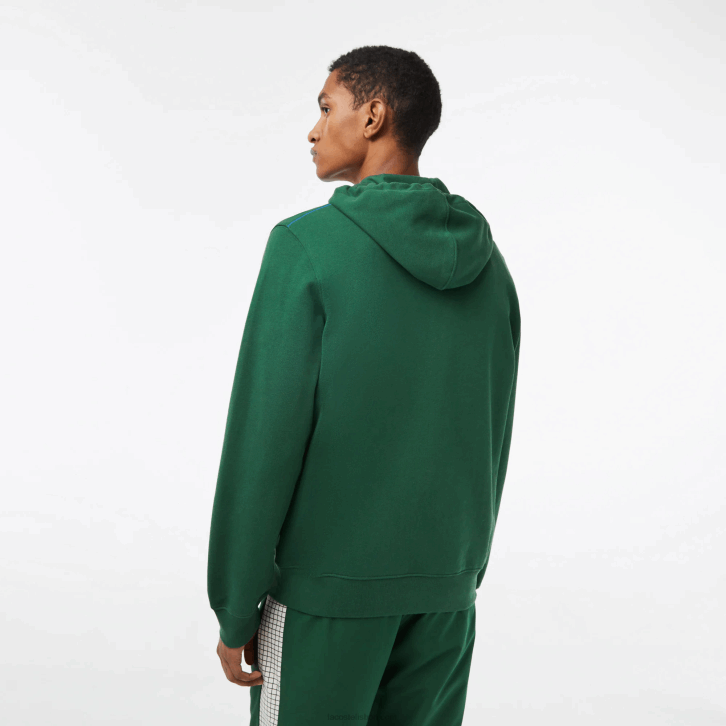 homens Lacoste verde 132 moletom com zíper de lã não escovada 08D0321