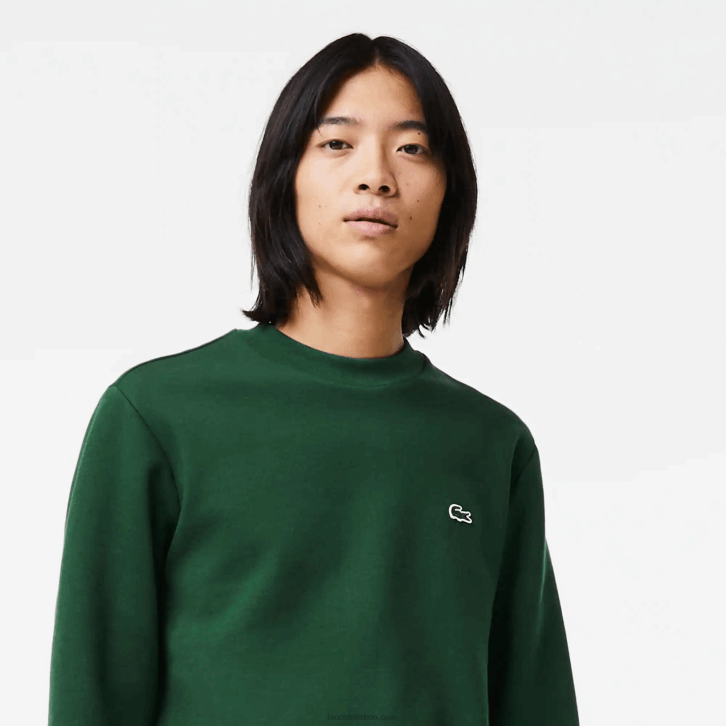 homens Lacoste verde 132 moletom de algodão escovado orgânico 08D0281