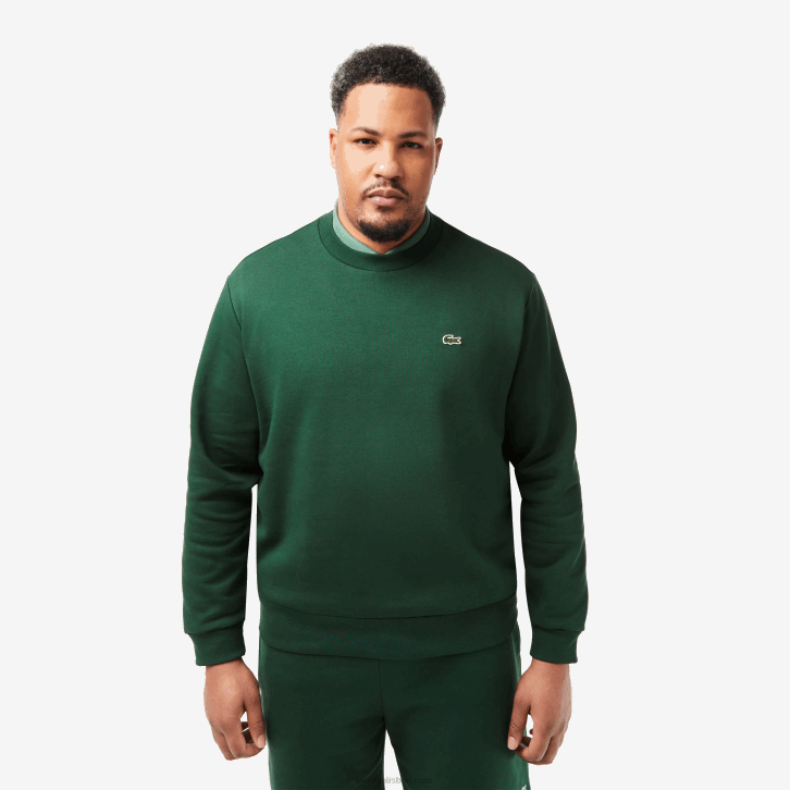 homens Lacoste verde 132 moletom de algodão escovado orgânico 08D0281