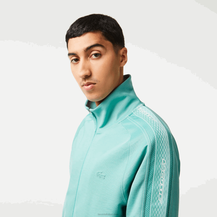 homens Lacoste verde 3a4 moletom piquet regular fit com zíper 08D030