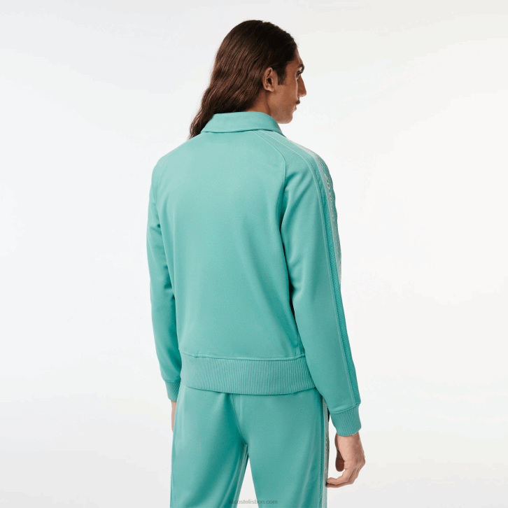 homens Lacoste verde 3a4 moletom piquet regular fit com zíper 08D030
