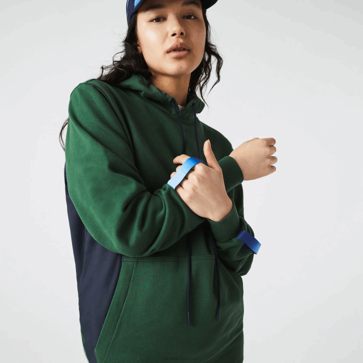 homens Lacoste verde azul marinho nl7 moletom com capuz de algodão orgânico sport x theo curin 08D01123
