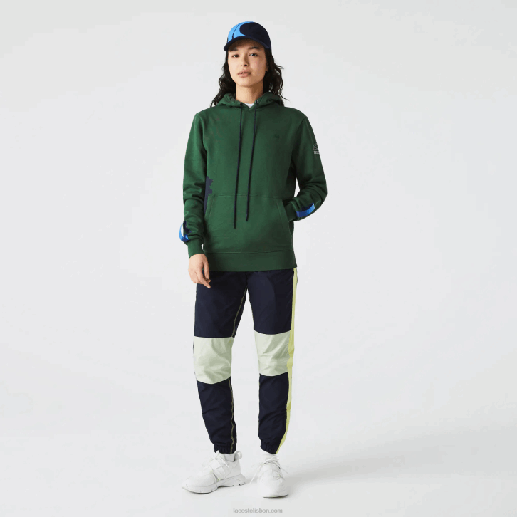 homens Lacoste verde azul marinho nl7 moletom com capuz de algodão orgânico sport x theo curin 08D01123