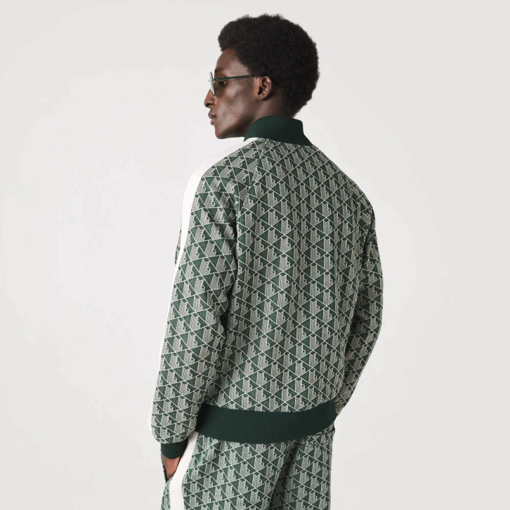 homens Lacoste verde bege 7m4 moletom regular fit com estampa de monograma 08D0276