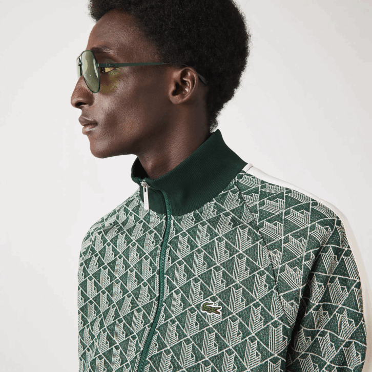 homens Lacoste verde bege 7m4 moletom regular fit com estampa de monograma 08D0276