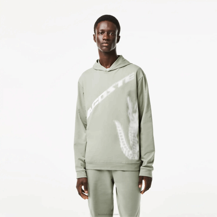 homens Lacoste verde caqui g21 moletom crocodilo contraste 08D0547