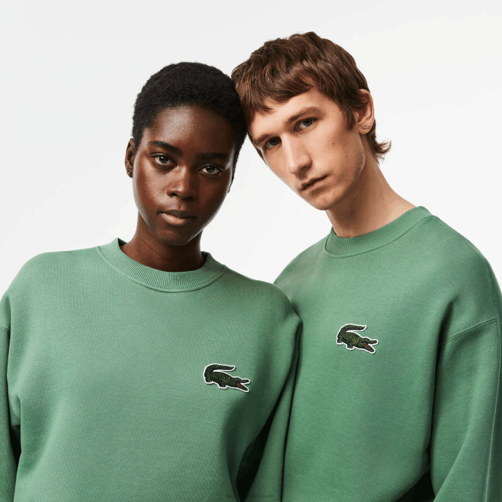 homens Lacoste verde caqui kx5 moletom com distintivo de crocodilo de ajuste solto 08D0325