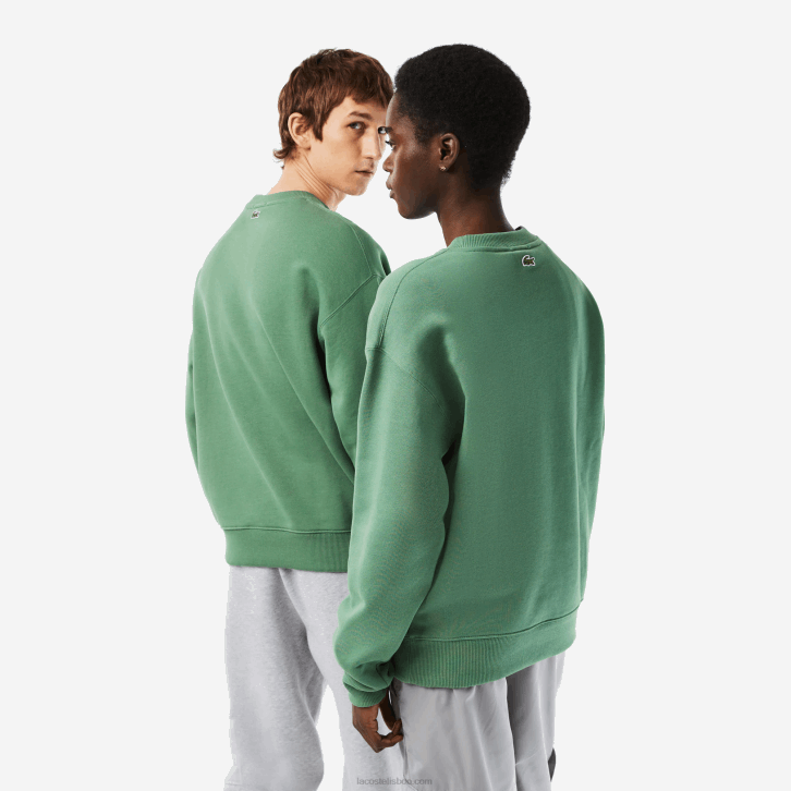 homens Lacoste verde caqui kx5 moletom com distintivo de crocodilo de ajuste solto 08D0325